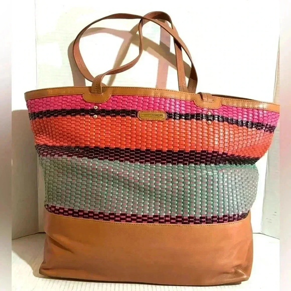 Rebecca  minkoff toki multi colored bold tote handbag - Picture 1 of 11